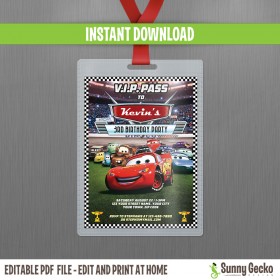 Cars Lightning McQueen and Mater VIP Pass Birthday Invitation